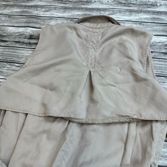 GAP Women's Open Front Safari Wrap Dress M Med Medium Tan Light Brown Khaki Tie - Picture 8 of 16